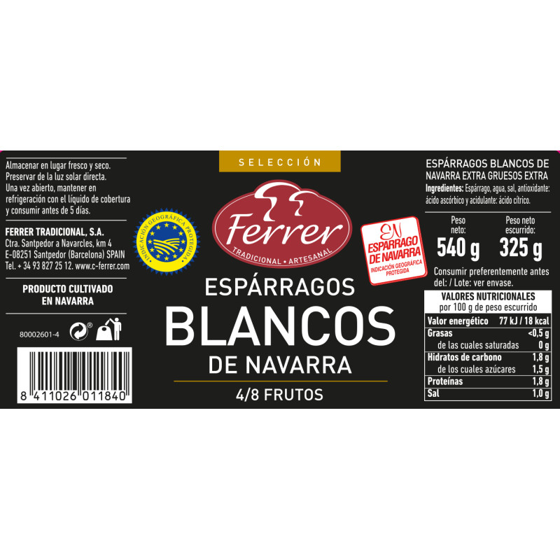 ESPÁRRAGOS DO NAVARRA 4/8 TARRO 540g